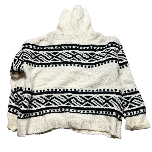 Joie Womens Cream Black Aztec Pattern Partial Zip Chunky Sweater Size Small - Picture 3 of 7